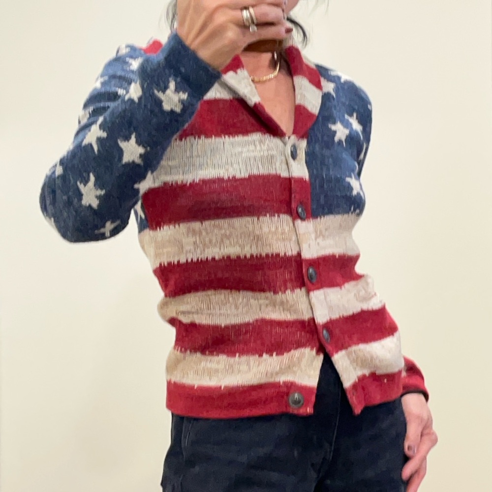 Denim & Supply by Ralph Lauren American flag print cardi sweater size Pe… - Picture 4 of 13